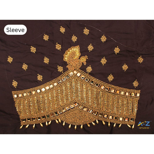 Exquisite Peacock Sleeve Embroidery Design for Unstitched Blouse