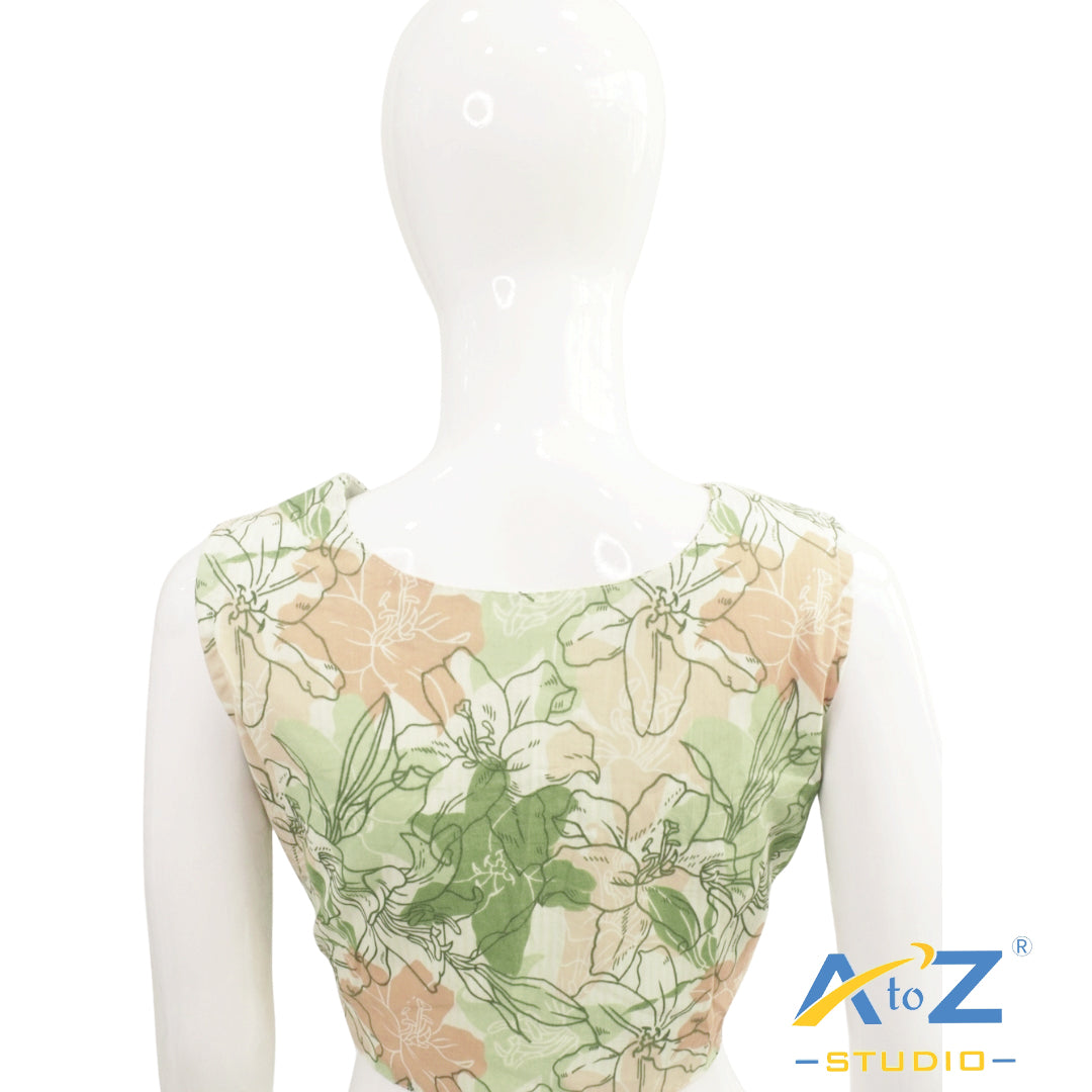 Mehandi Green Tropical Bloom Button-Front Blouse