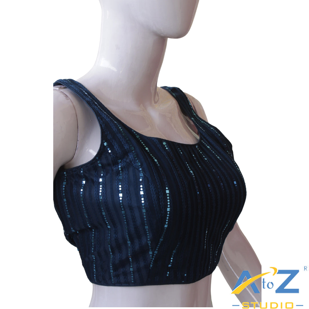 Morpankh Blue Sequin Embellished Blouse