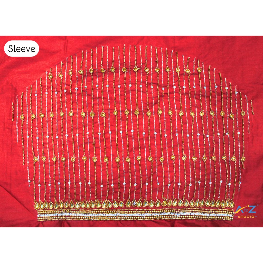 Sindoor Red Silk Blouse Piece With Aari Work