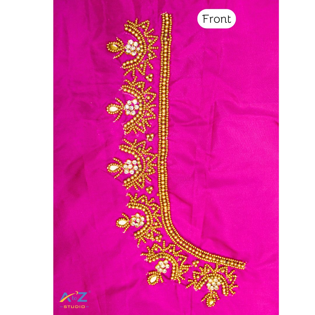 Fandango Silk Blouse Piece With Aari Work
