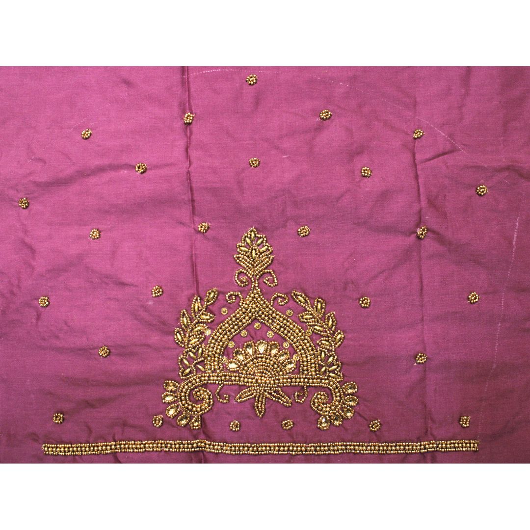 Onion Silk Blouse Piece With Aari Work