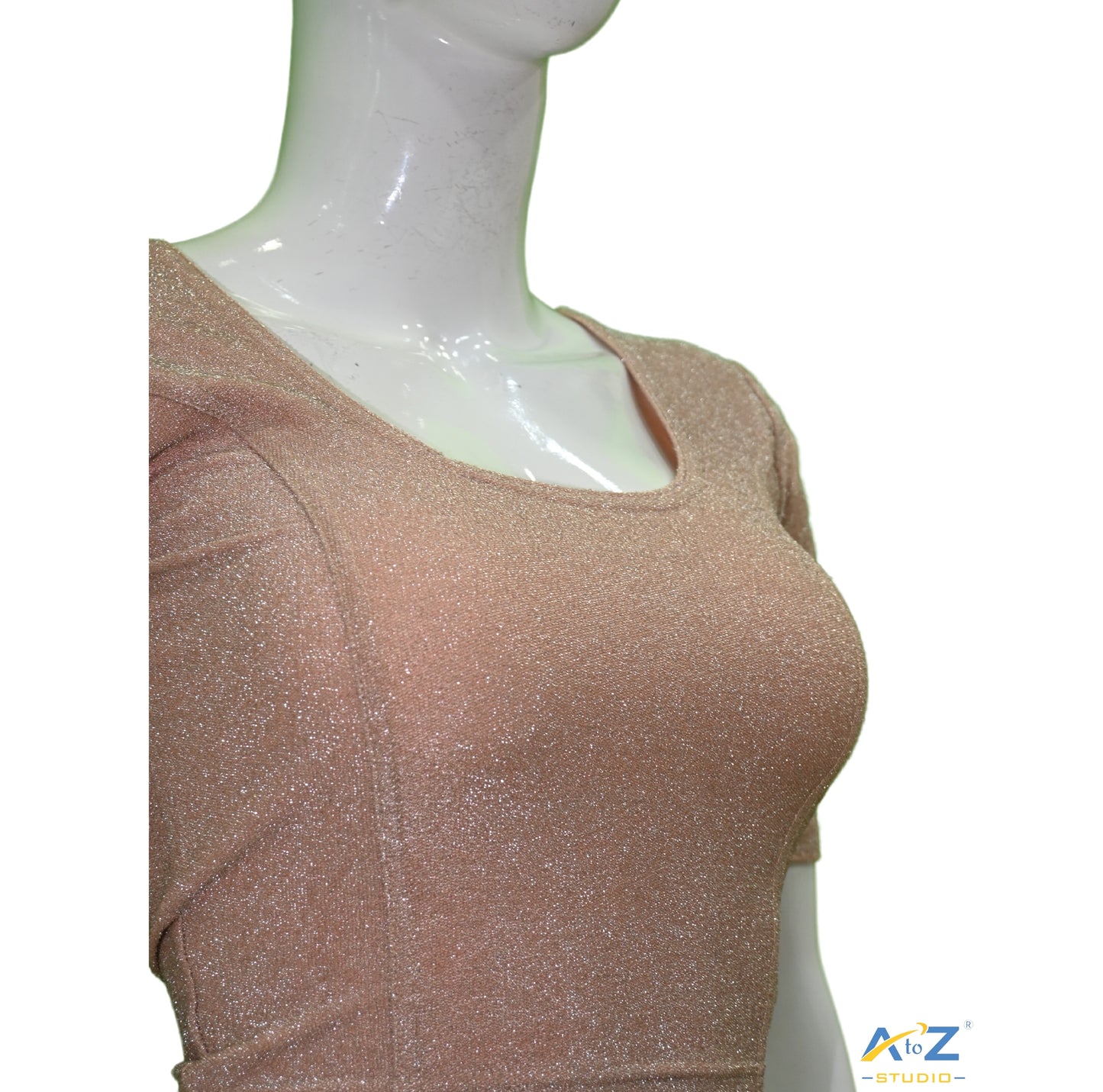 Peach Metallic Lycra Shiny Elbow Sleeves