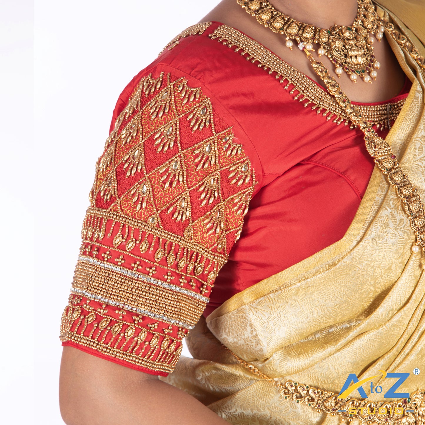 Red Silk Cloth Blouse with Kite Design