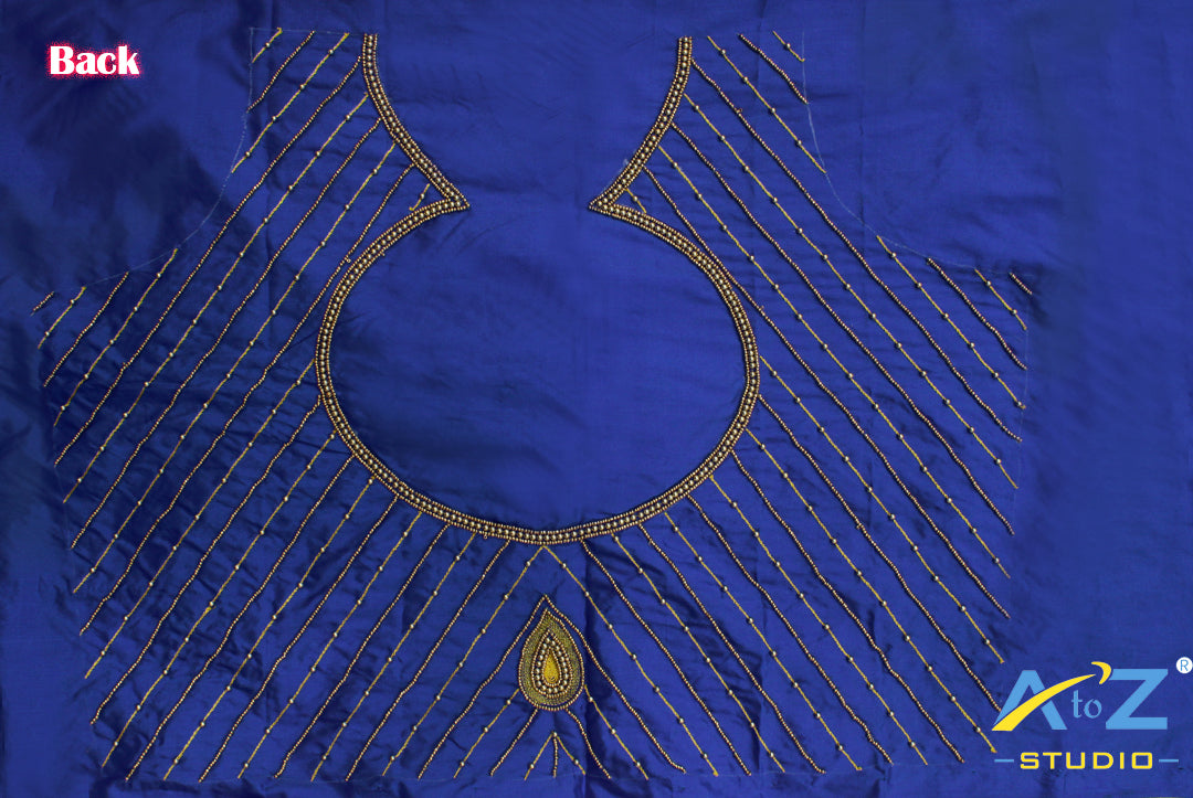 Light Royal Blue Silk Blouse Piece With Thread Work