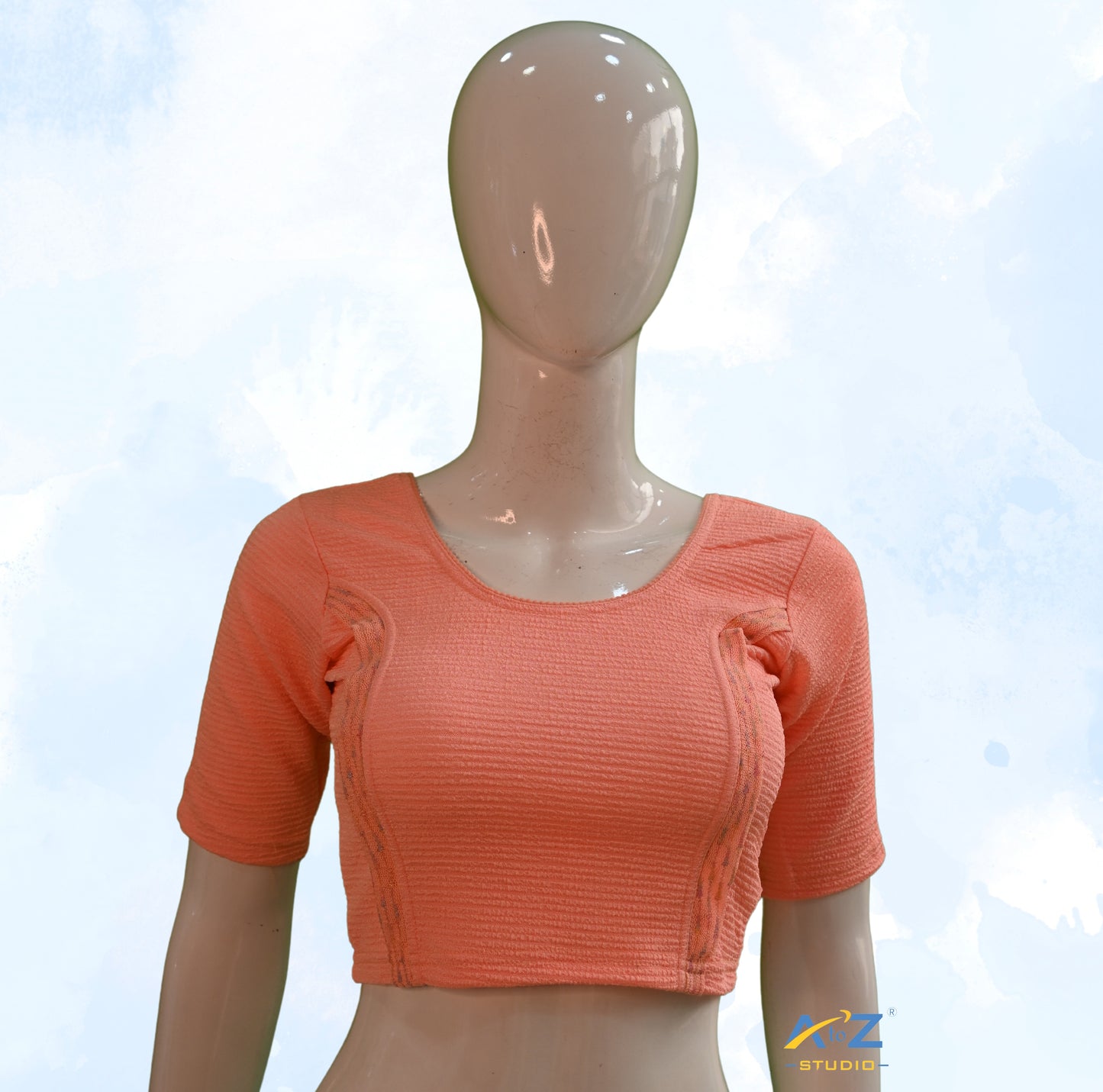 Light Peach Crush Blouse with Tissue Lines