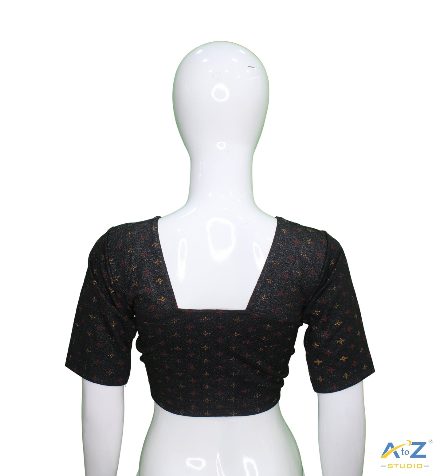 Black Crush Blouse with Foil Print