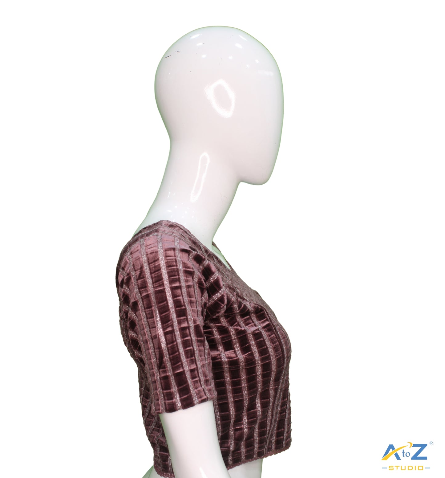 Dusty Rose Velvet Blouse with Silver Shimmer