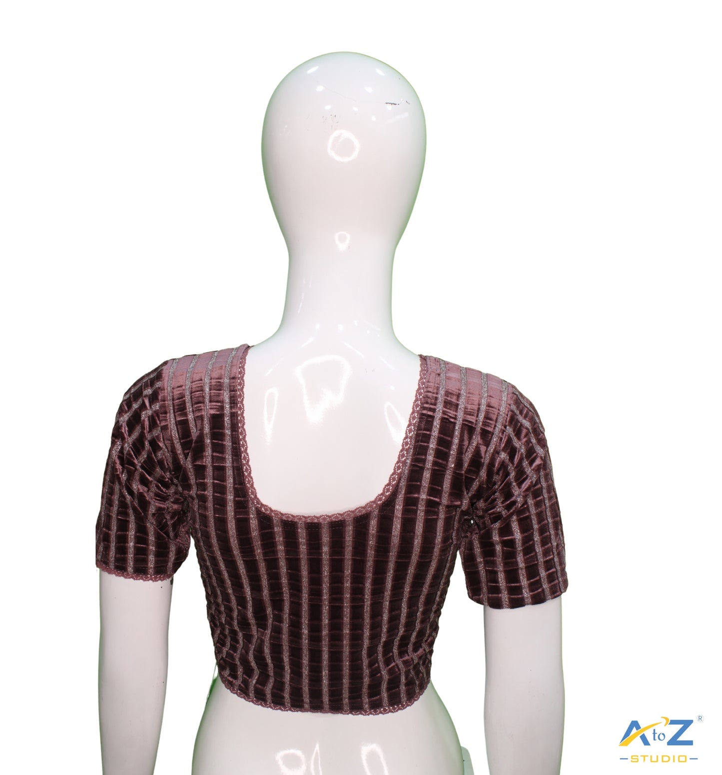 Dusty Rose Velvet Blouse with Silver Shimmer