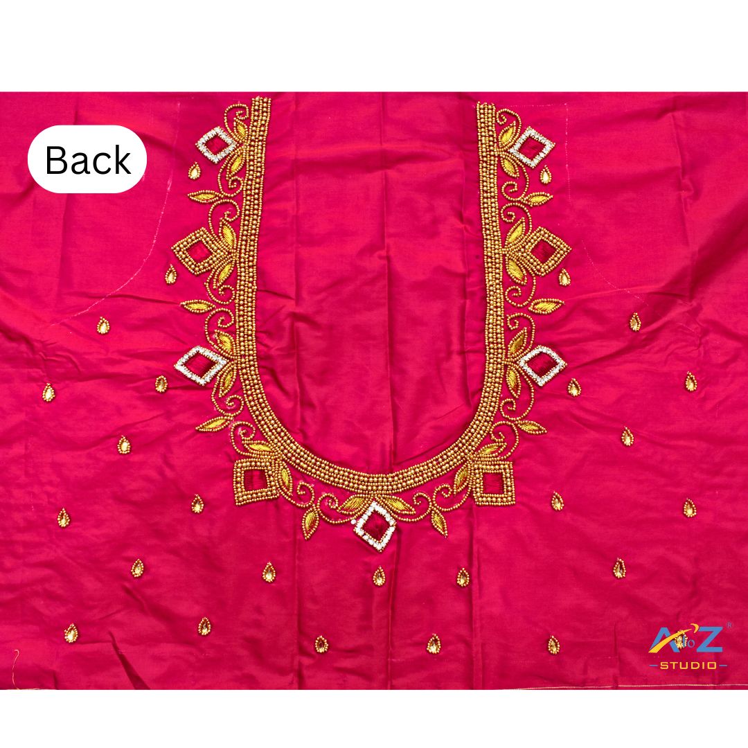 Rani Silk Blouse Piece With Aari Work