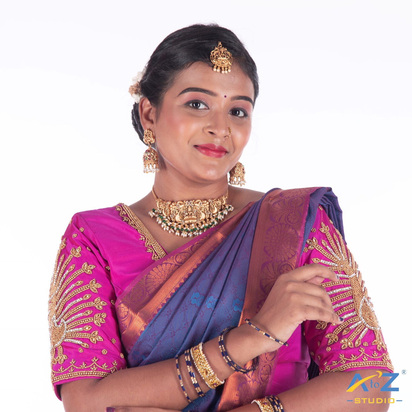 Bright Pink Silk Cloth Blouse with Proper full peacock Design