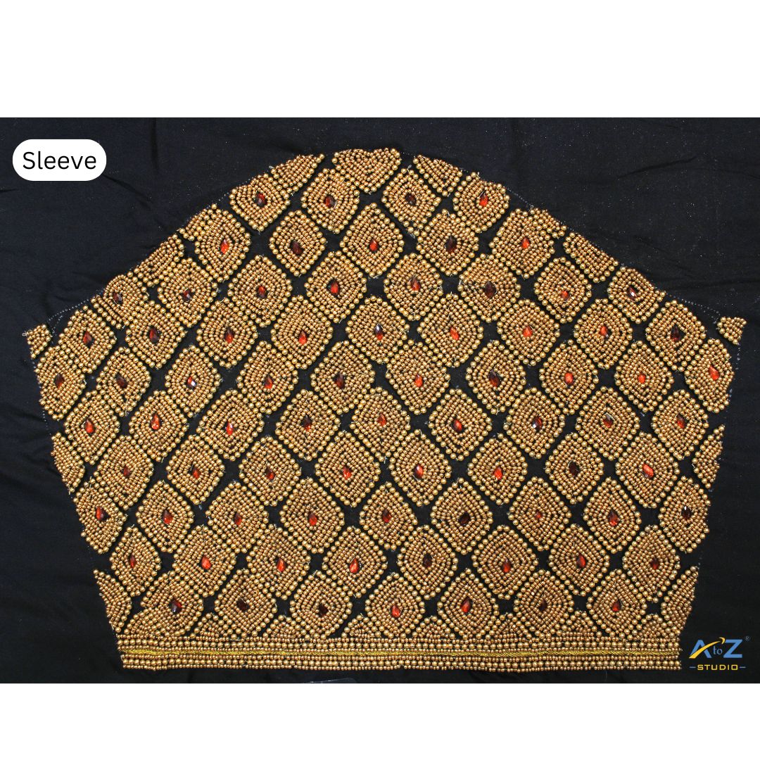 Black Silk Blouse Piece With Aari Work