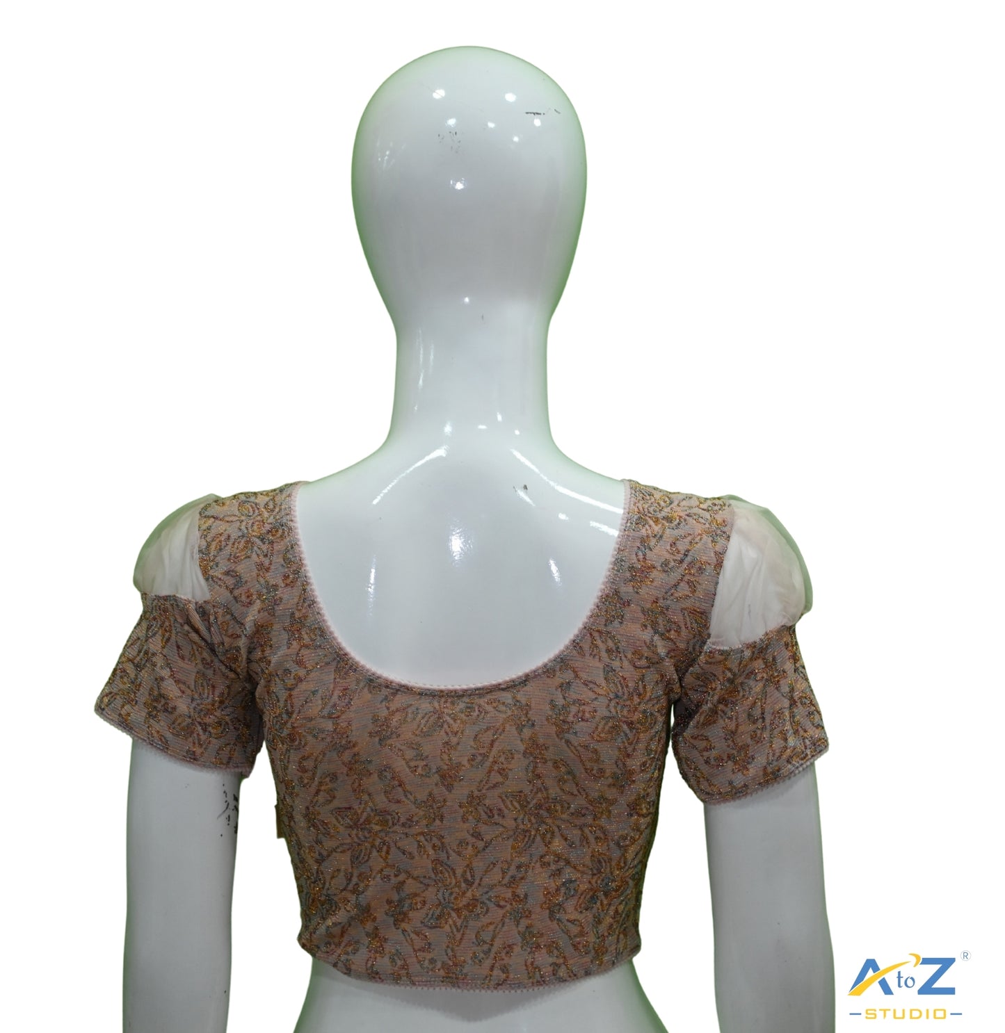 Rose Pink Metallic Lycra Metallic Jacquard Blouse