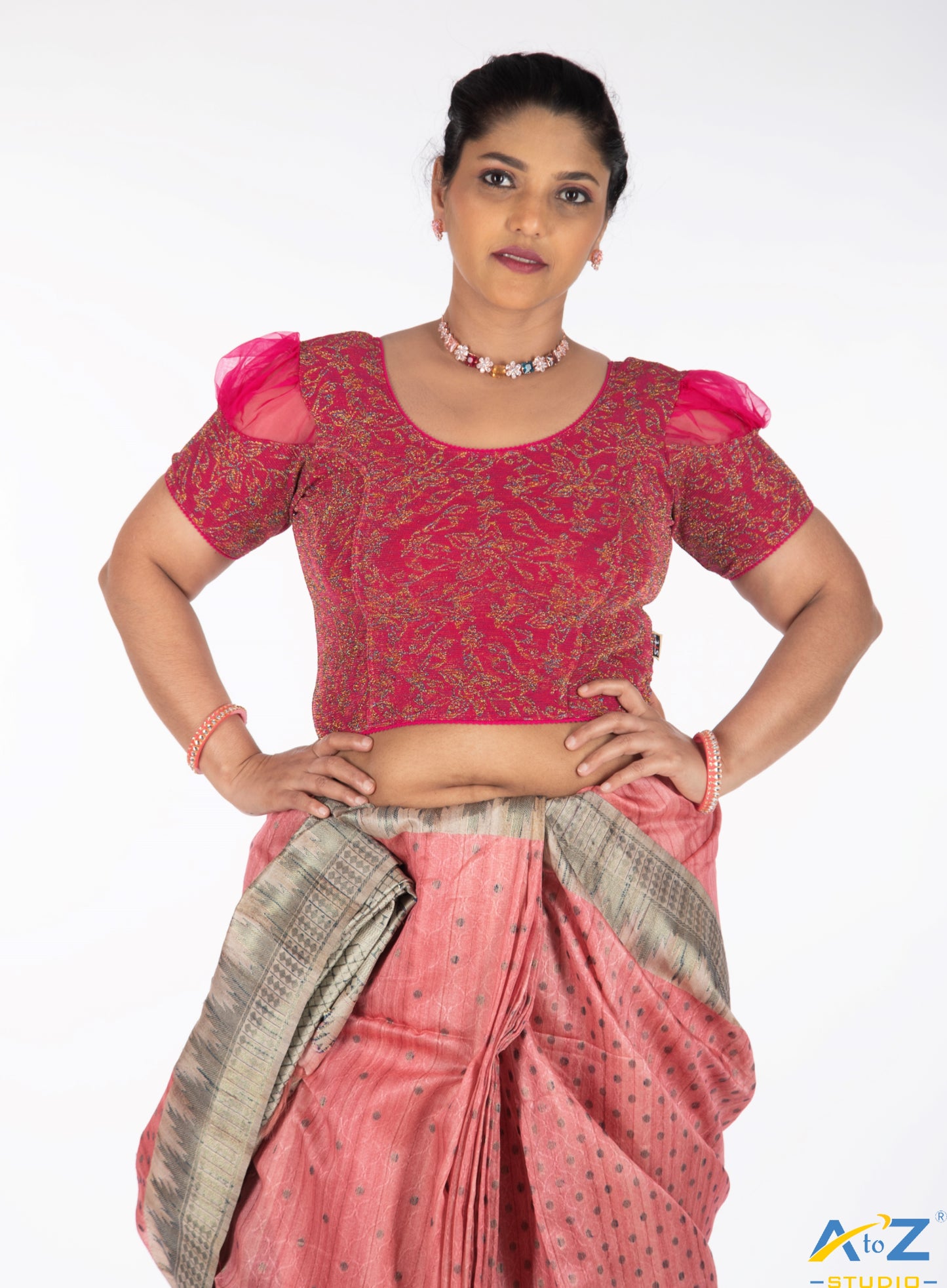 Rani Metallic Lycra Metallic Jacquard Blouse