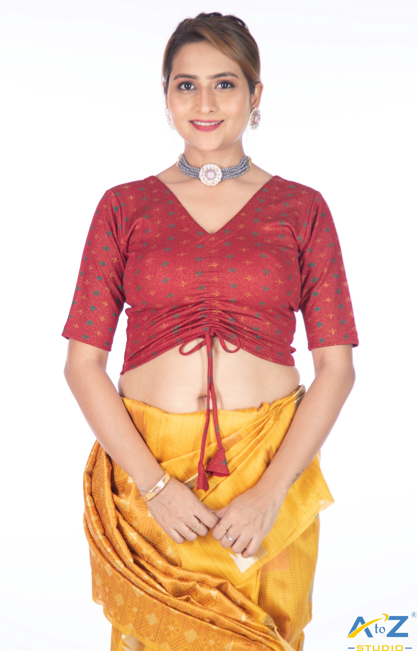 Maroon Crush Blouse with Foil Print