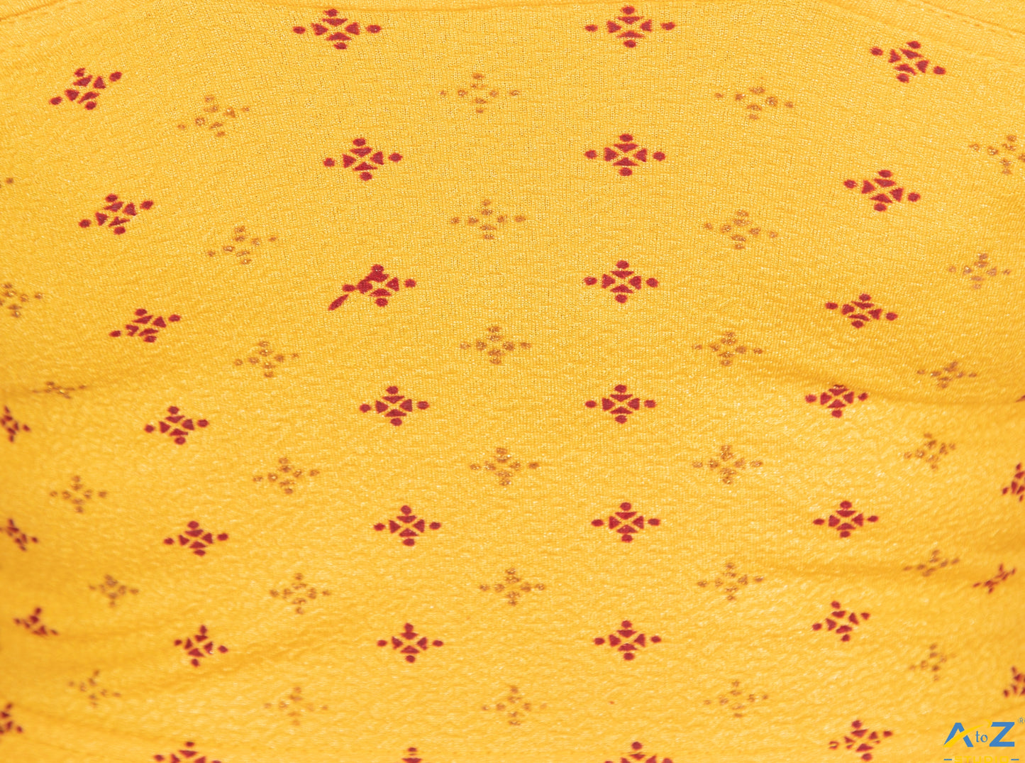 Golden Yellow Crush Blouse with Foil Print