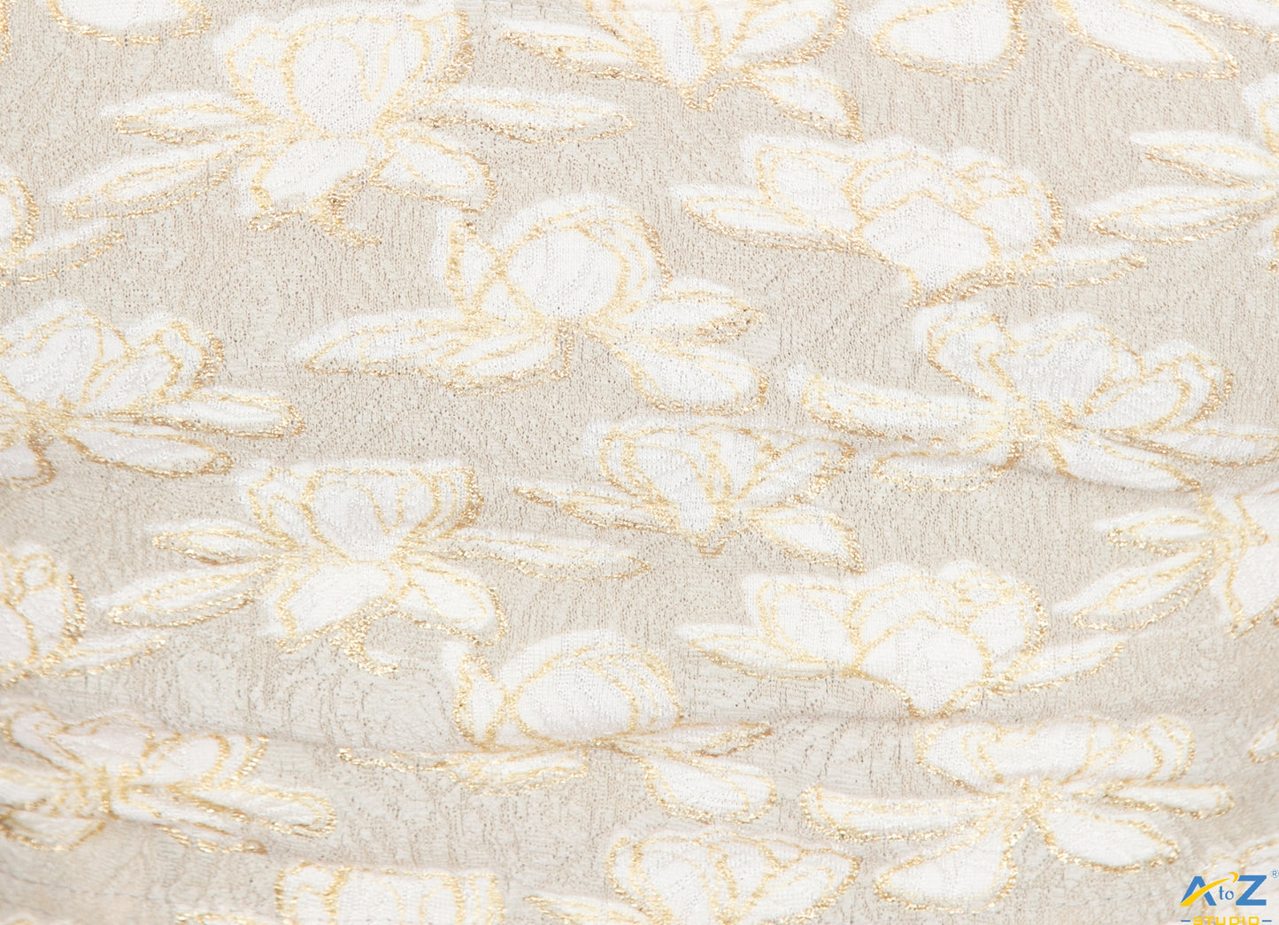 Cream Cotton Lycra Lotus Print Blouse