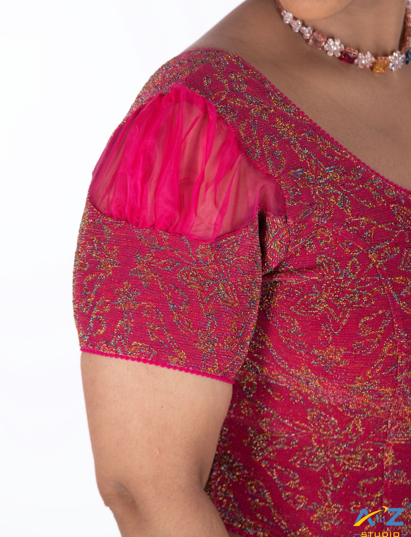 Rani Metallic Lycra Metallic Jacquard Blouse