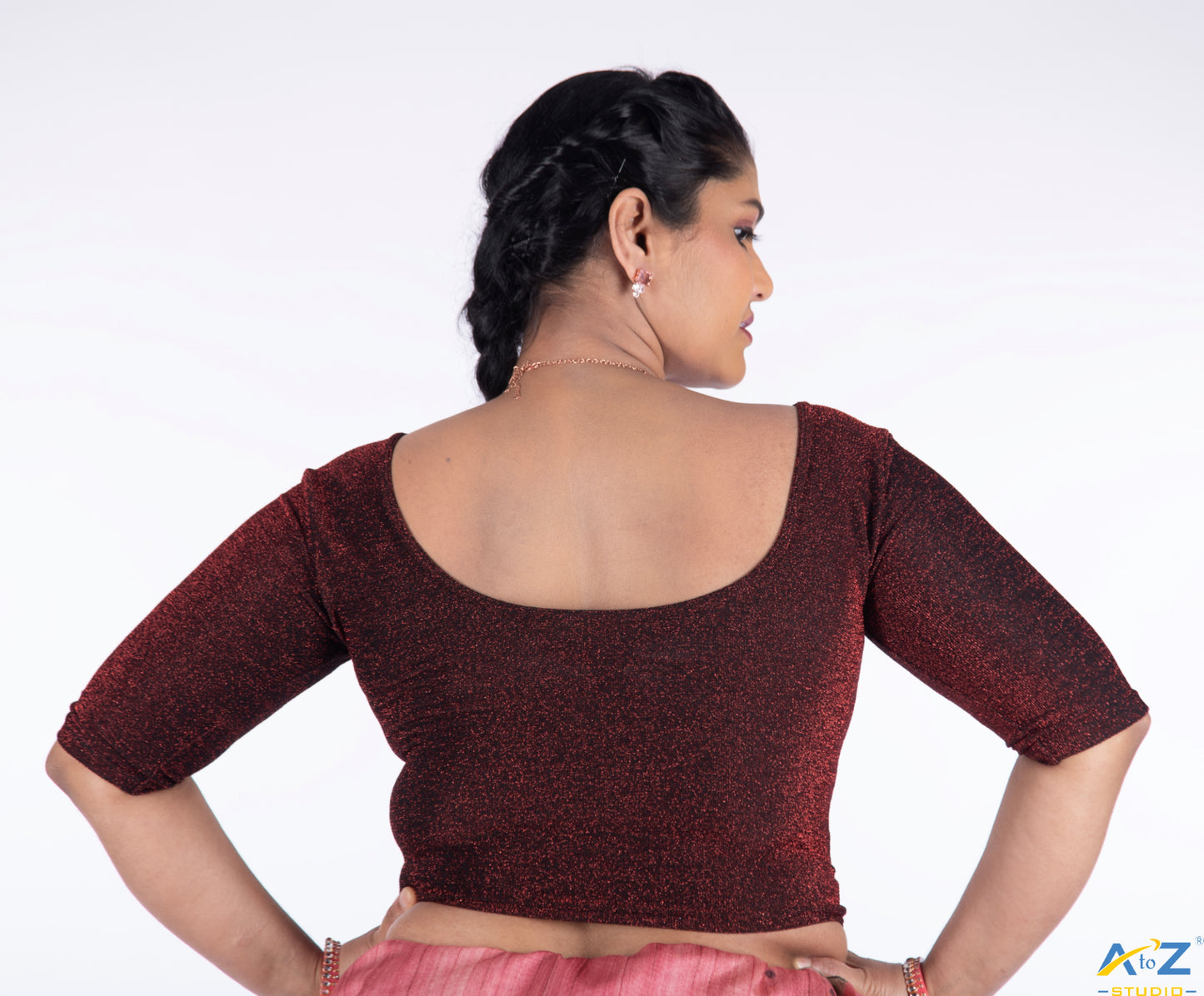 Maroon Metallic Lycra Shiny Elbow Sleeves
