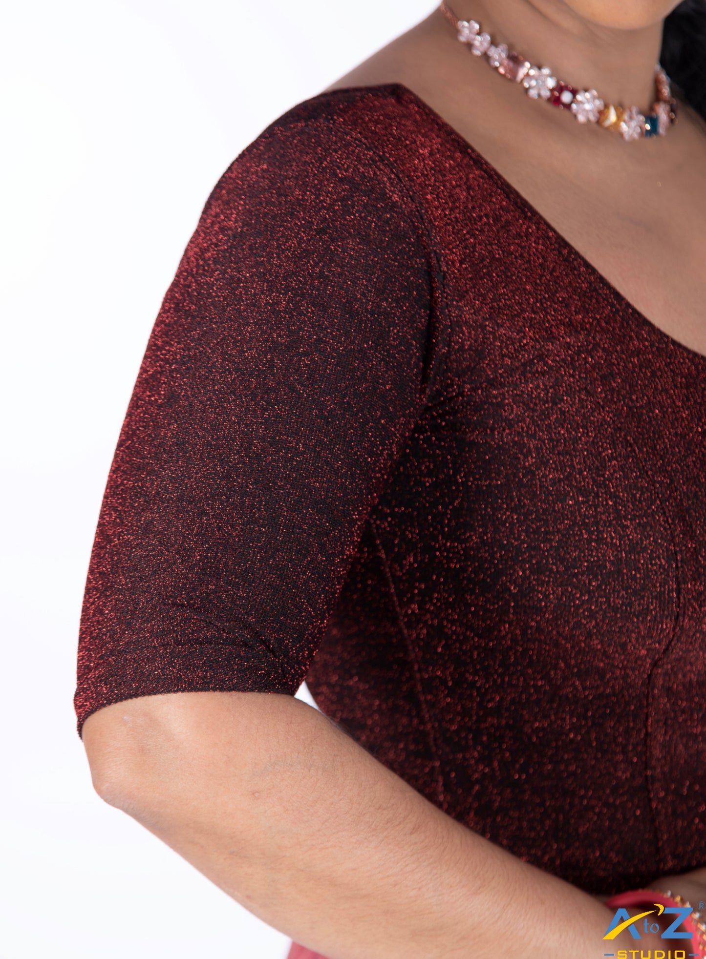 Maroon Metallic Lycra Shiny Elbow Sleeves