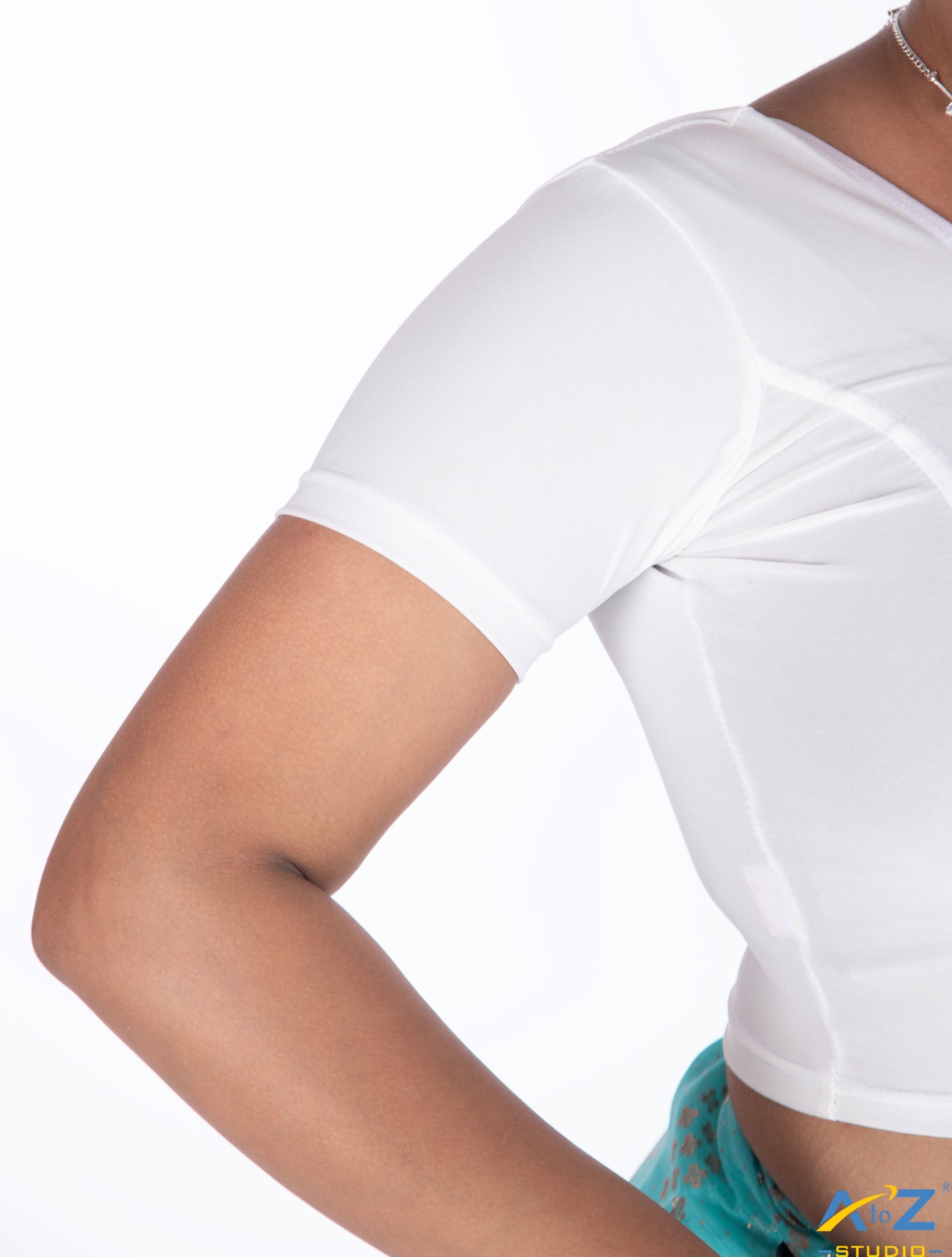 White Polyester Lycra Plain Short Sleeves