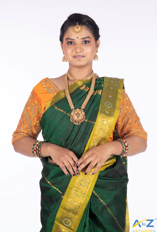 Radiant Orange Bridal Blouse by A to Z Studio