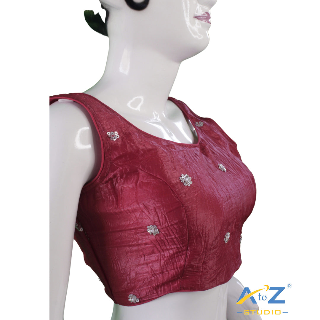 Crimson Red Gleam Silk Blouse