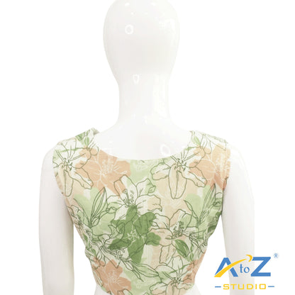 Mehandi Green Tropical Bloom Button-Front Blouse