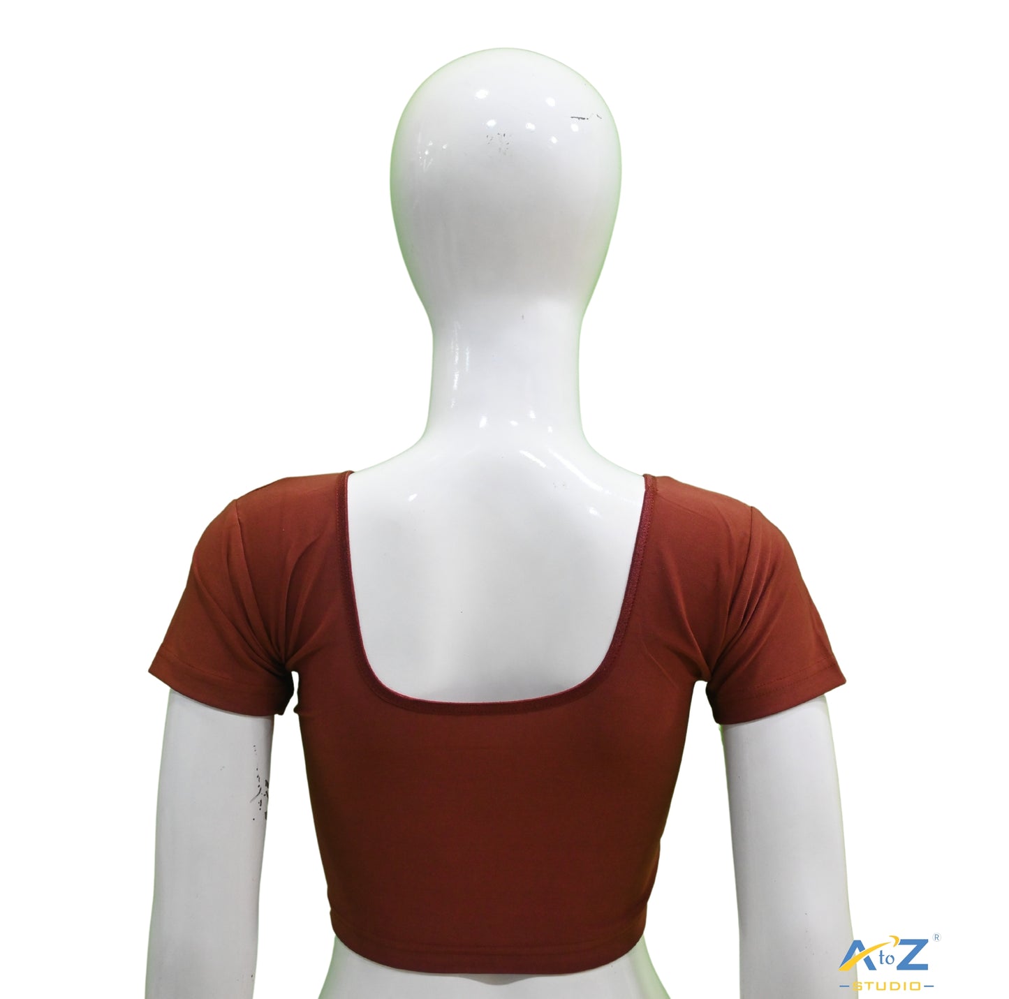 Brick Polyester Lycra Plain Short Sleeves