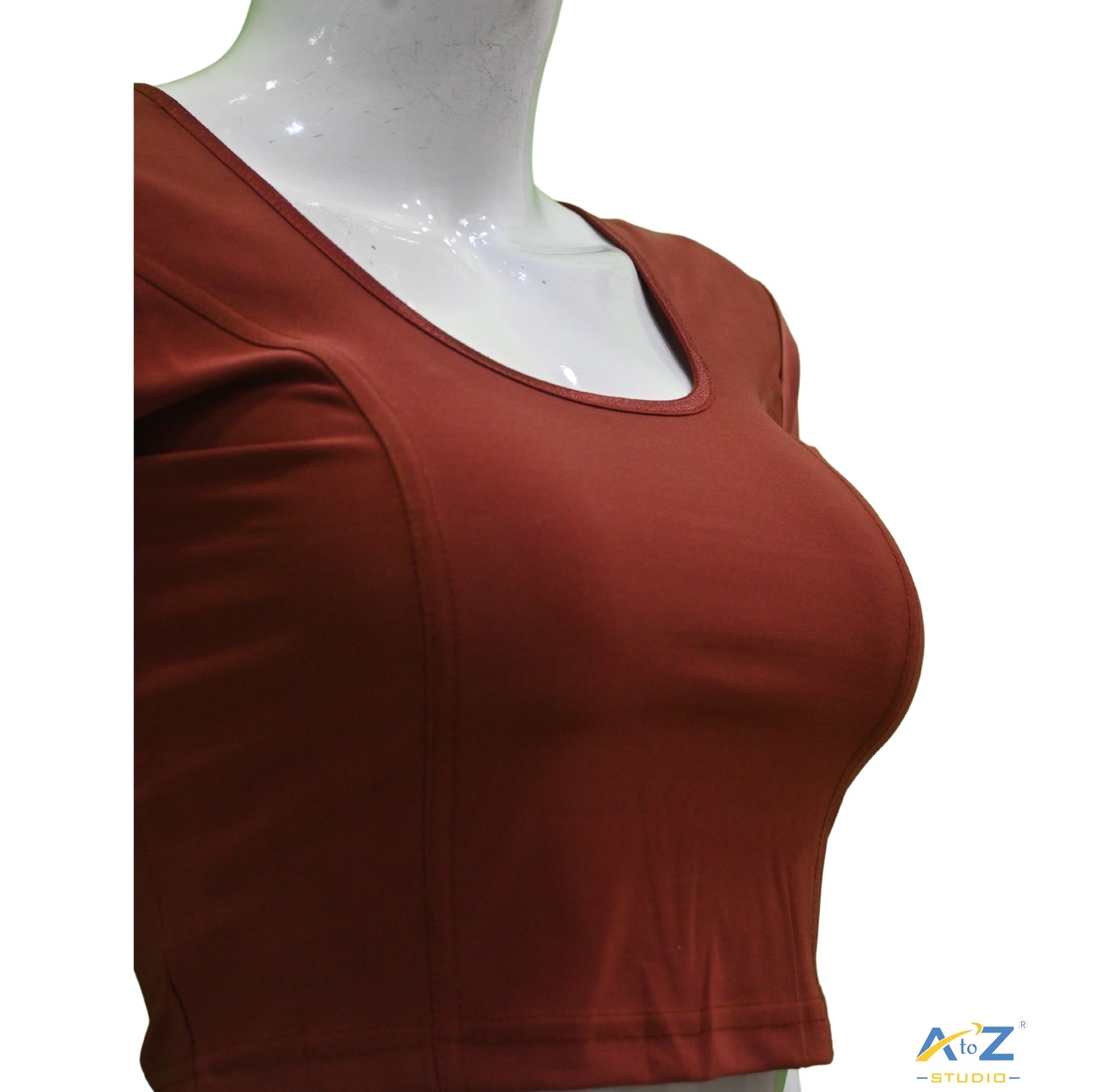 Brick Polyester Lycra Plain Short Sleeves