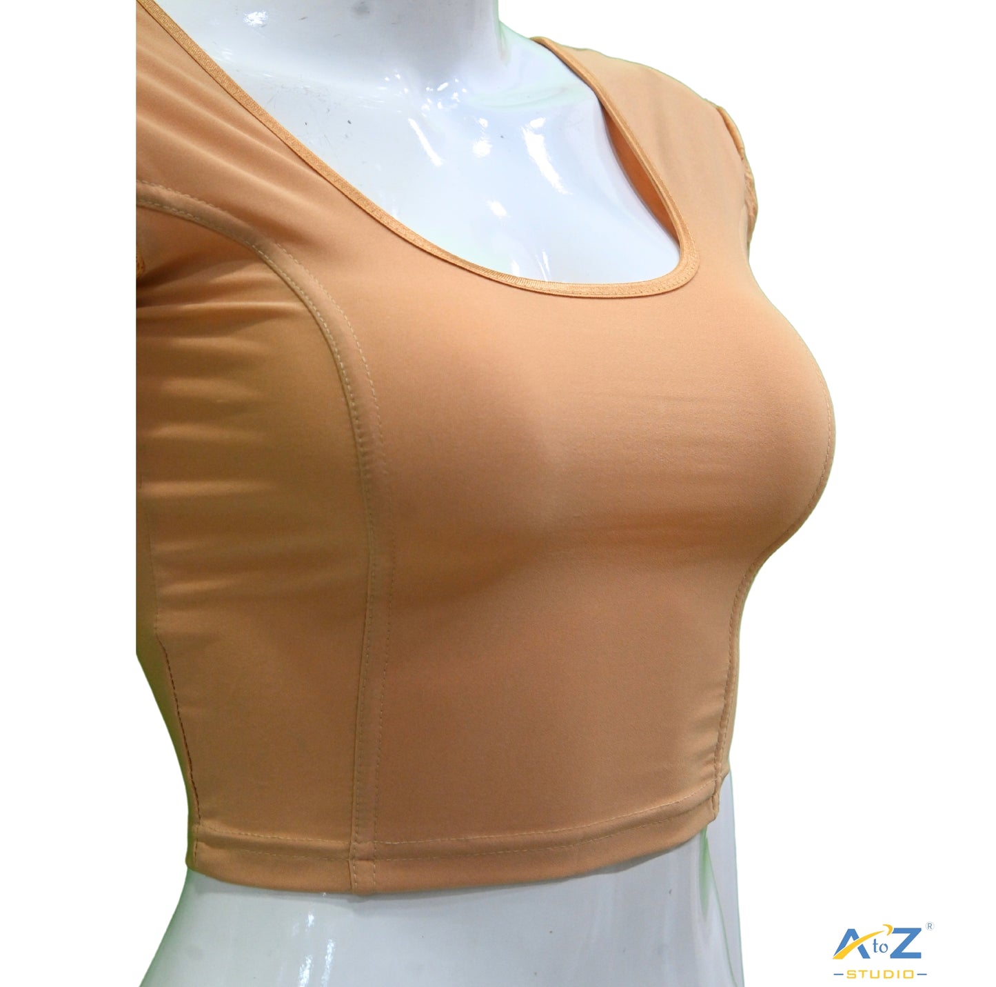 Dark Cream  Polyester Lycra Net Short Sleeves