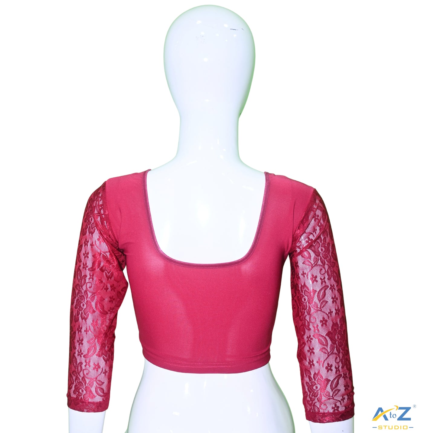Rani  Polyester Lycra Net Sleeve Flower Design