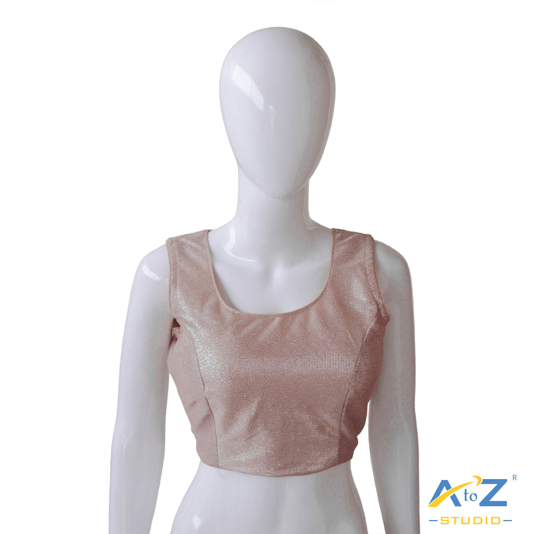 Dusty Orange Brocade Blouse with Glossy Finish