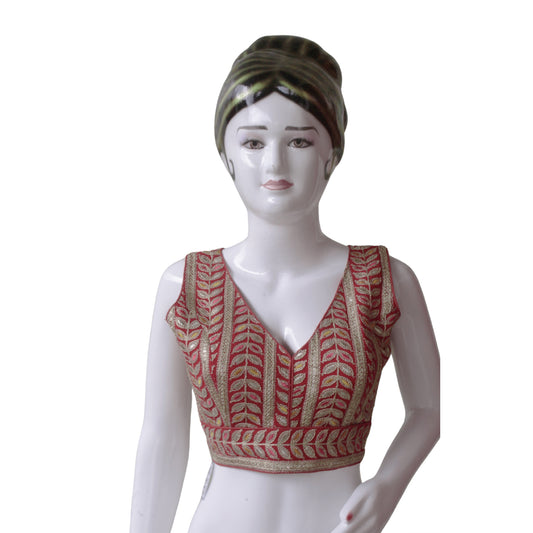 Red Sequin Leaf Blouse