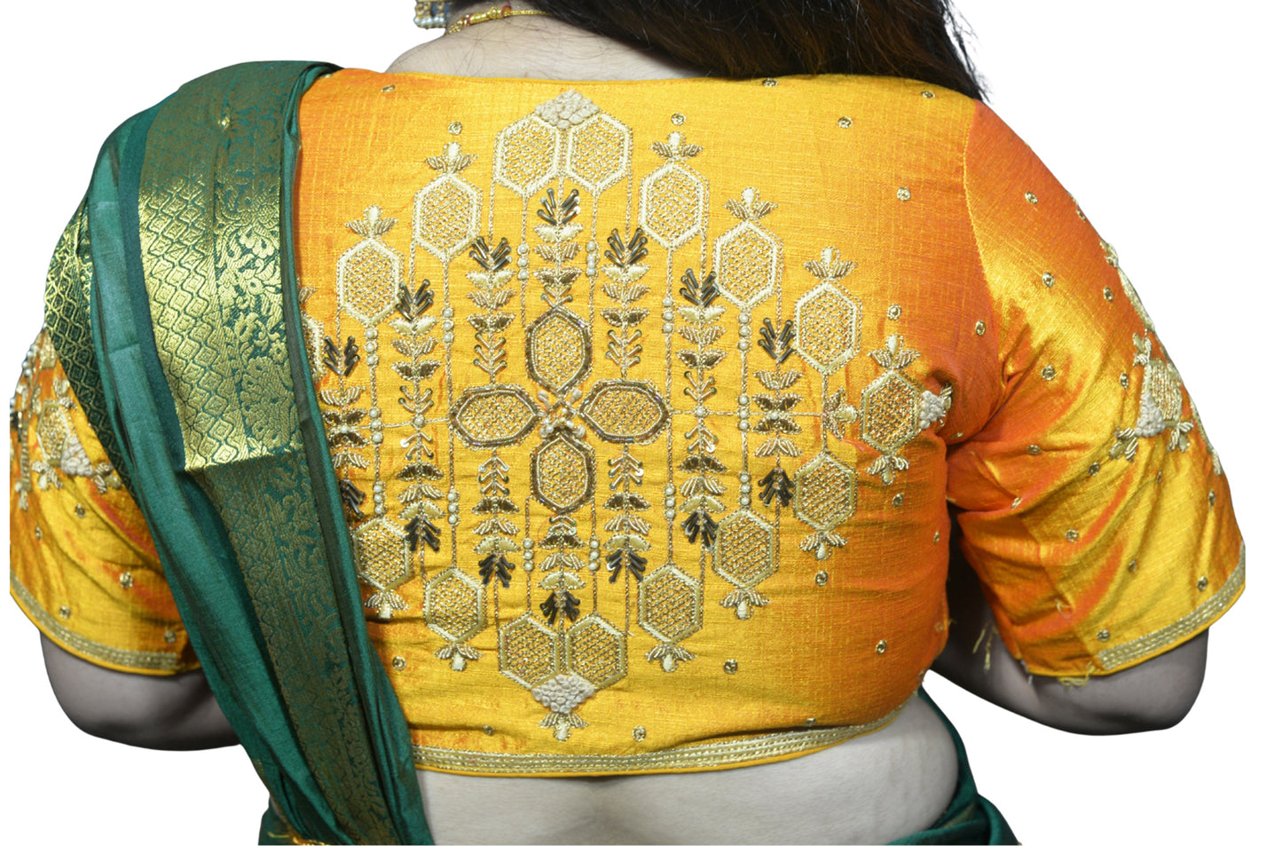 Yellow Blouse with Floral & Geometric Embroidery