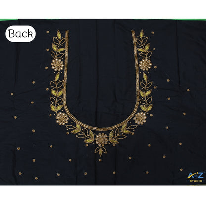Black Silk Blouse Piece With Aari Work