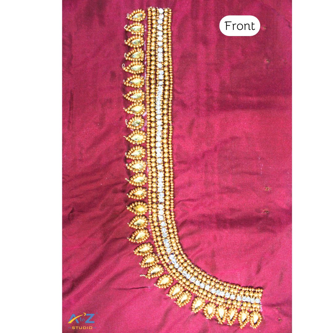 Sangria  Silk Blouse Piece With Aari Work