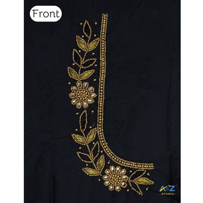 Black Silk Blouse Piece With Aari Work
