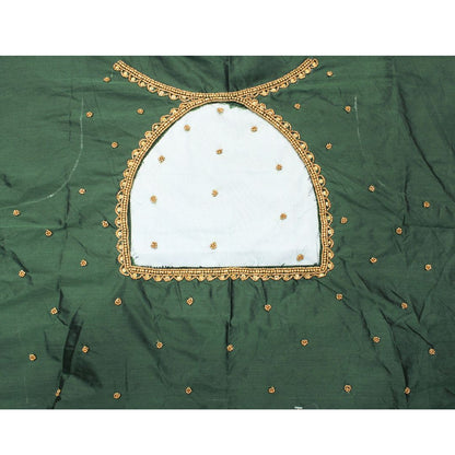 Bottle Green Silk Blouse Piece With Aari Work