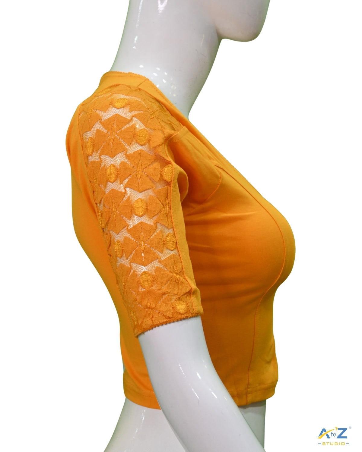 Mango Cotton Lycra Blouse with Netted Flower Design