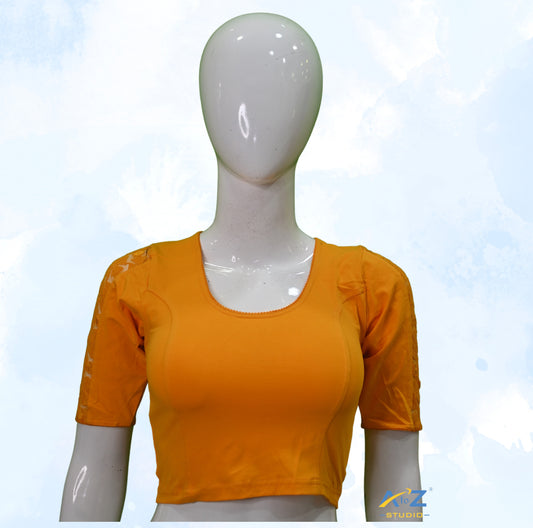 Mango Cotton Lycra Blouse with Netted Flower Design