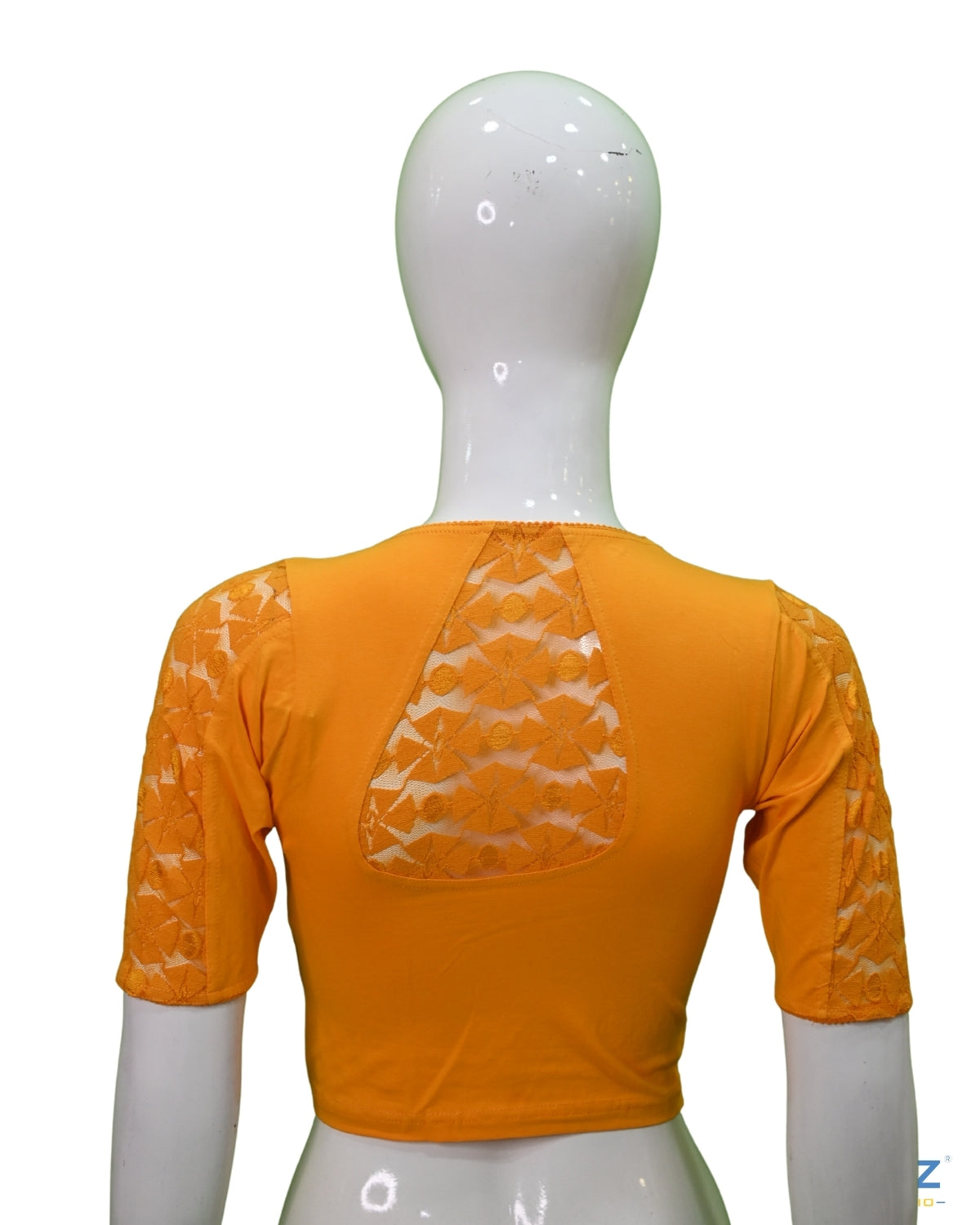 Mango Cotton Lycra Blouse with Netted Flower Design