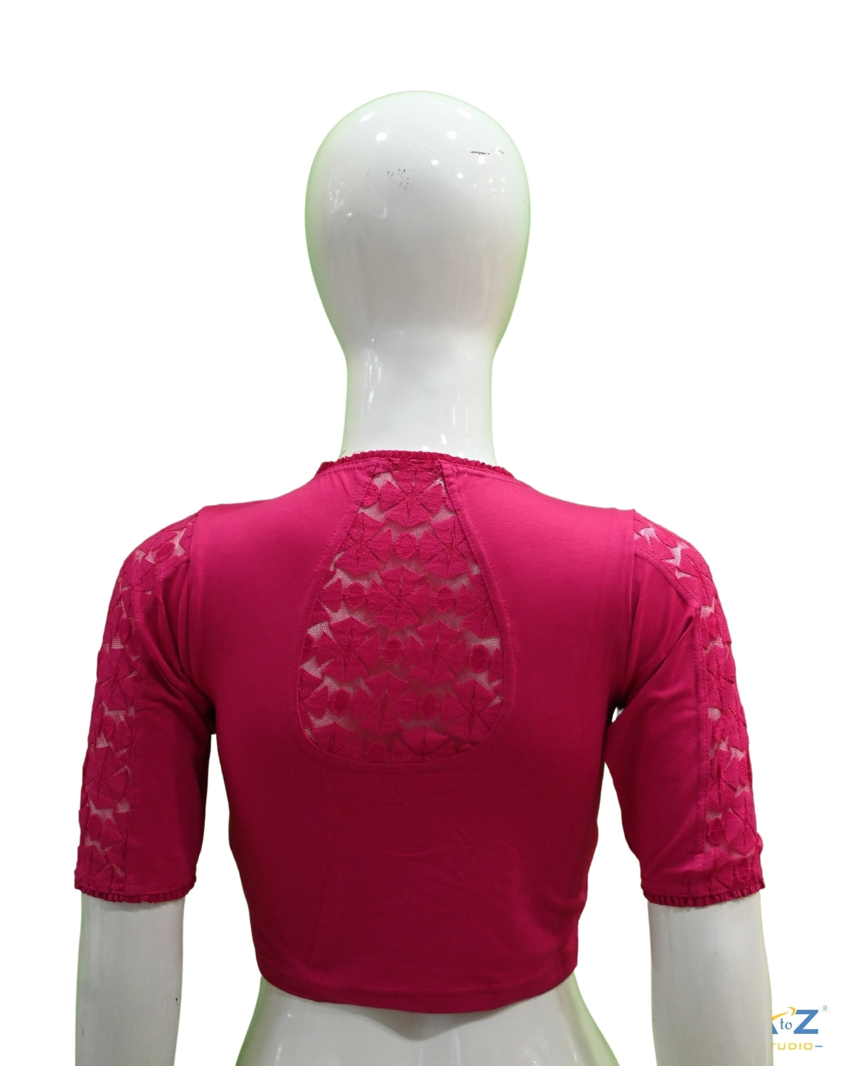 Rani Cotton Lycra Blouse with Netted Flower Design