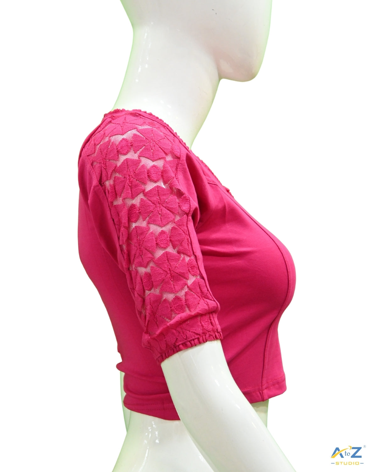 Rani Cotton Lycra Blouse with Netted Flower Design