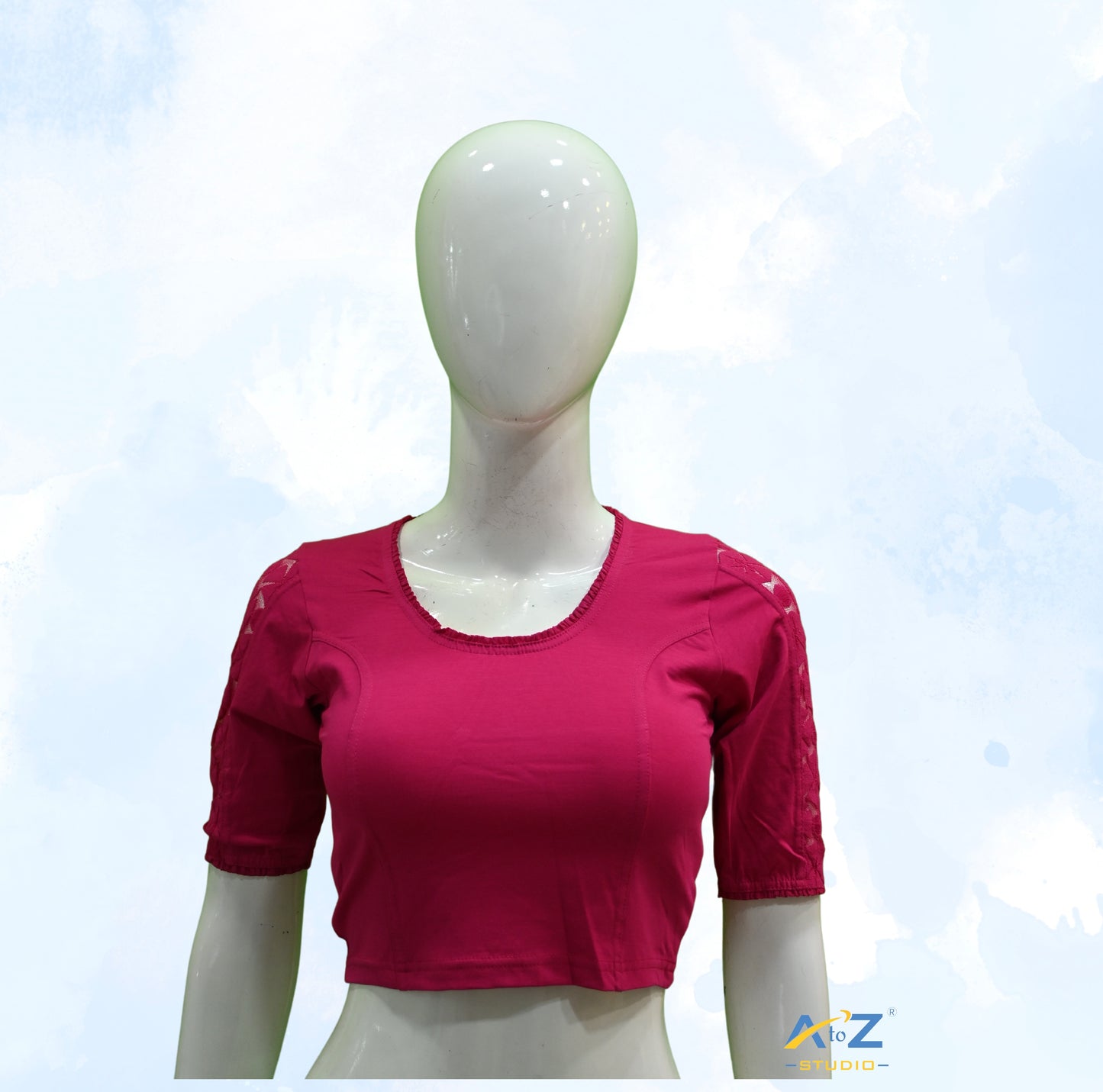 Rani Cotton Lycra Blouse with Netted Flower Design