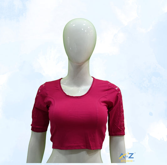 Rani Cotton Lycra Blouse with Netted Flower Design