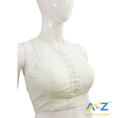 Classic White Sleeveless Blouse with Mandarin Collar