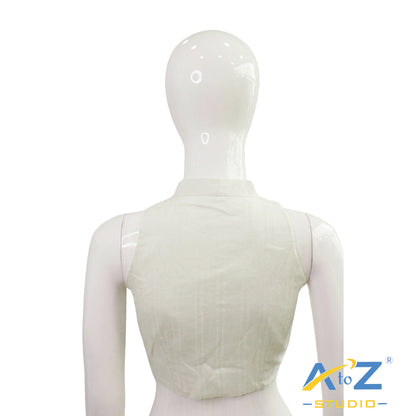 Classic White Sleeveless Blouse with Mandarin Collar
