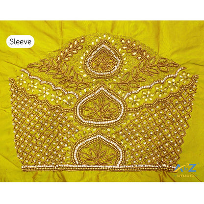 Pear Silk Blouse Piece With Aari Work