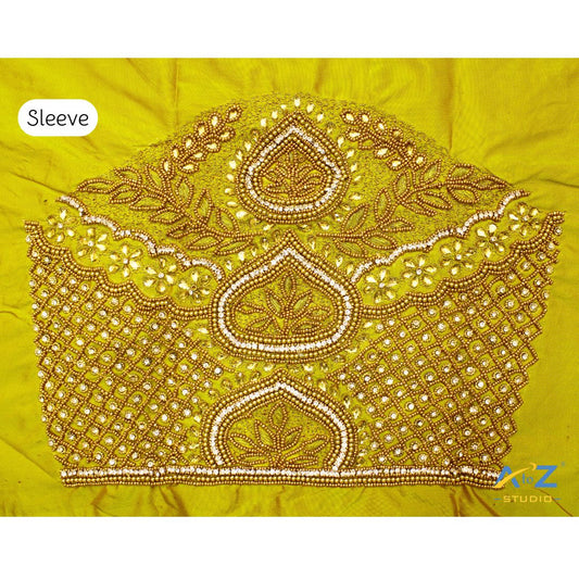 Pear Silk Blouse Piece With Aari Work